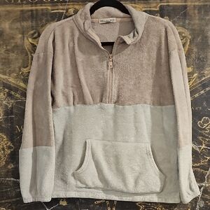 Wallflower Pink and Cream Zip Up Sweater with Sporty Design